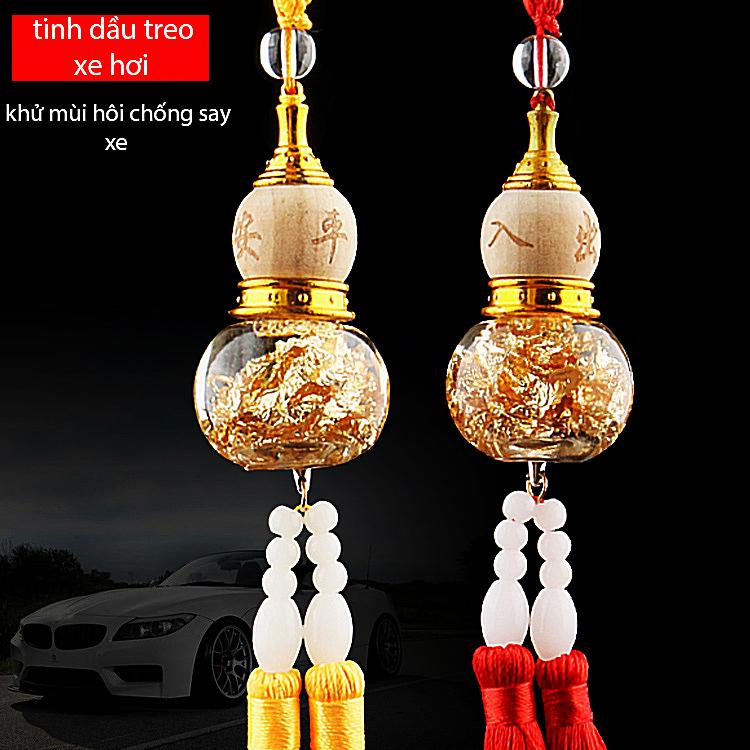 Combo 2 Nước hoa treo ô tô hồ lô bầu vàng pha lê cao cấp - khử mùi hôi chống say xe- tinh dầu lavender cao cấp