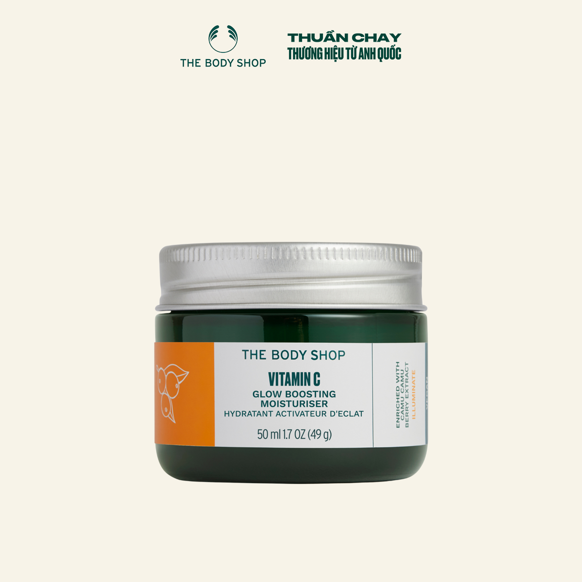 [HSD 6/2026] Kem Dưỡng Sáng Da Mặt Vitamin C Glow Boosting Moisturiser 50ML The Body Shop