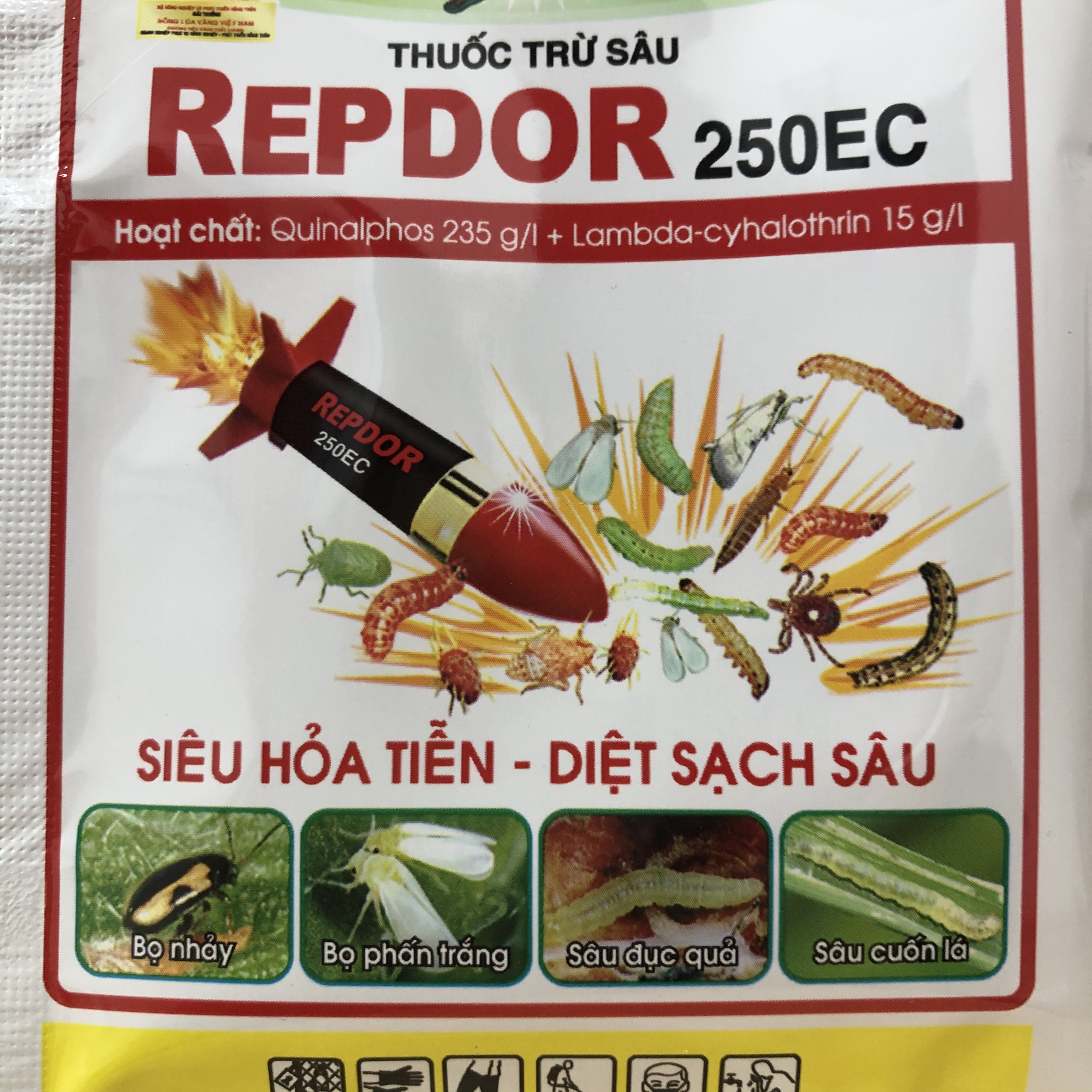 Thuốc trừ sâu Repdor 250EC 20ml; Diệt bọ xít, sâu cuốn lá, sâu đục quả, bọ cánh tơ, bọ phấn trắng, rầy xanh, sâu cuốn chiếu, sâu đục cành