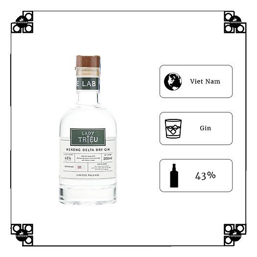 LADY TRIỆU MEKONG DELTA DRY GIN 43% 200ML VIETNAM GIN