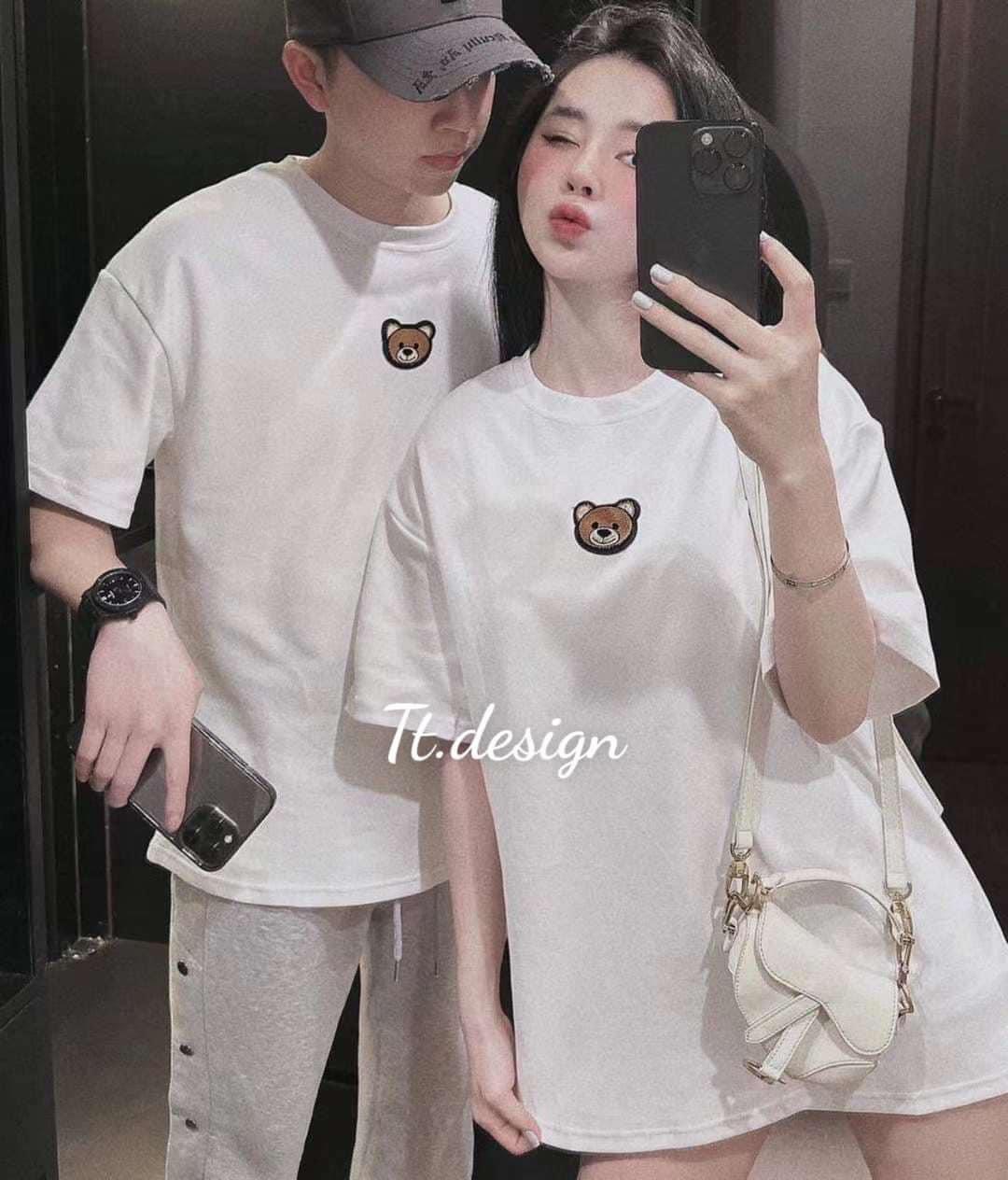Áo thun gấu nhỏ mặc đôi nhóm cực xinh ạ