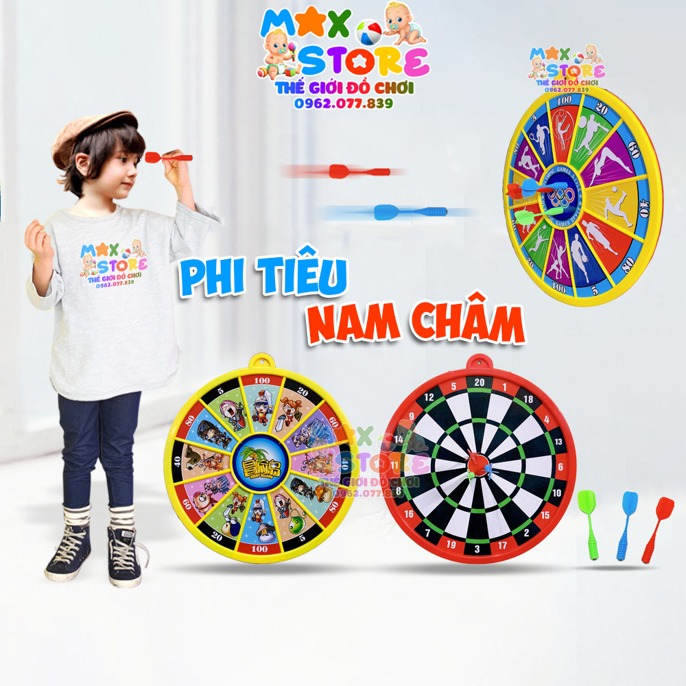 Đồ chơi bảng phi tiêu nam châm 2 mặt kèm 3 tiêu, đường kính 30 cm cho bé
