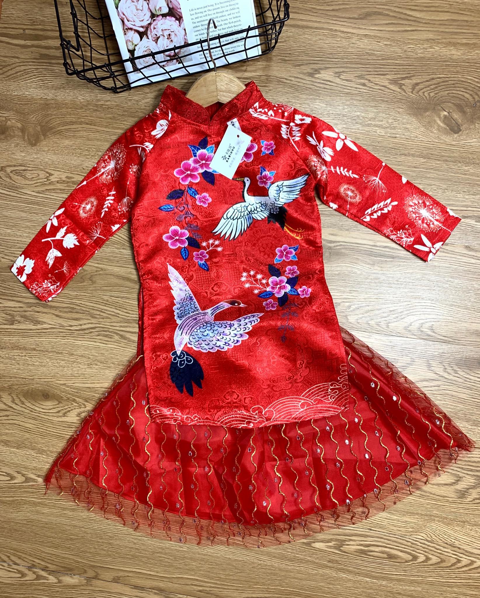 [HCM]áo dài cách tân bé gái họa tiết sang chảnh size 1-6 từ 08 -24kg