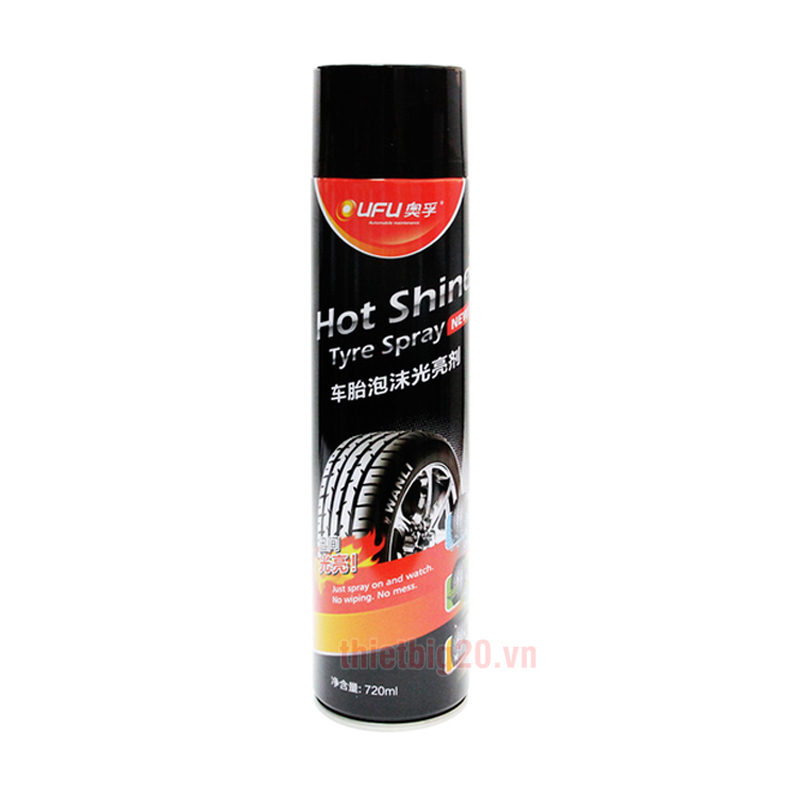 Chai bảo dưỡng lốp xe hơi UFU HOT SHINE TYRE SPRAY 720ML - BOTLOP720G