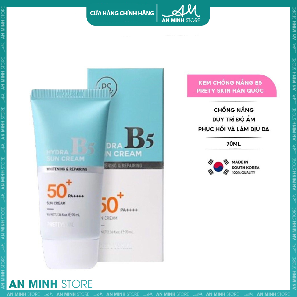 Kem chống nắng phục hồi dưỡng trắng b5 prety skin hàn quốc hydra b5 sun cream 70ml
