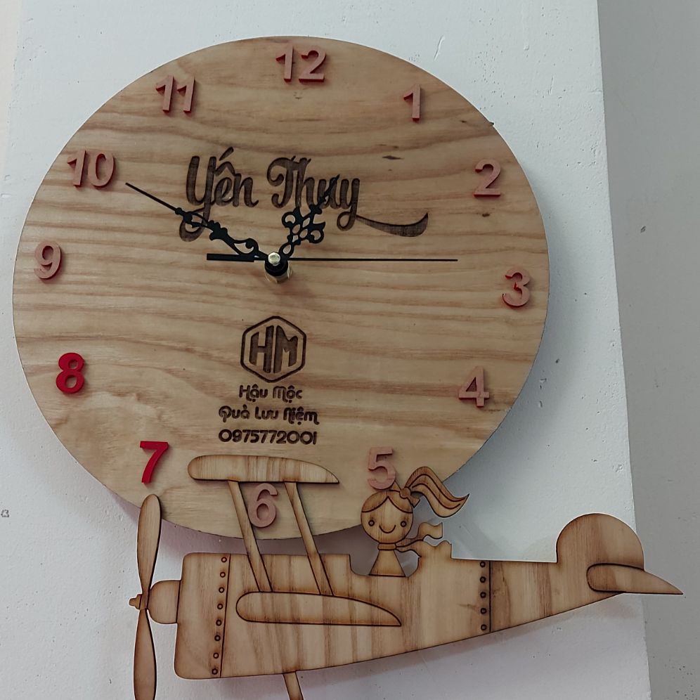 Đồng Hồ Gỗ Treo Tường, Khắc Tên - Logo theo yêu cầu