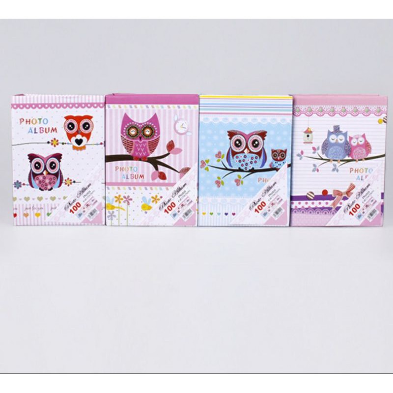 Album ảnh bìa cú chứa 100 ảnh 10x15 ép lụa hoặc 9x12 ép plastic sẵn sll