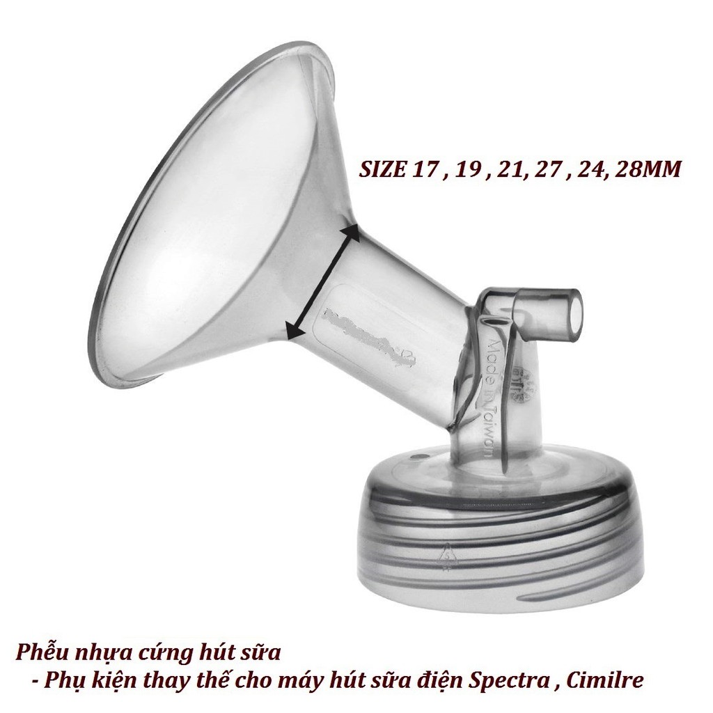 1 Phễu nhựa cứng hút sữa cổ rộng Spectra , Cimilre , Maymom - Phụ kiện thay thế dùng chung máy hút sữa điện  - Size 17mmm, 19mm, 21mm, 27mm U1520