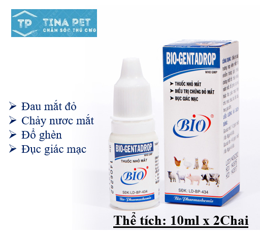 Combo 2 chai x 10ml BIO-GENTADROP. NHỎ MẮT CHÓ - MÈO