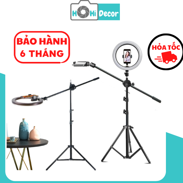 Giá đỡ điện thoại quay video review sản phẩm có đèn, gậy quay tiktok, livestream, nail, spa phun săm, đèn led ringlight