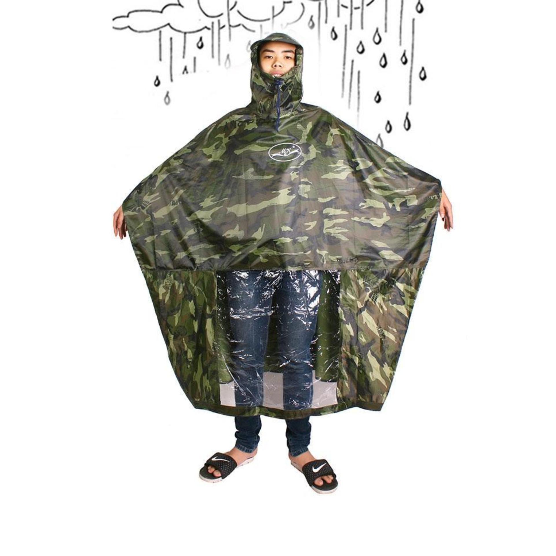 Áo mưa cánh dơi 2 đầu vải dù có ô kính chống thấm nước ( vải rằn ri)