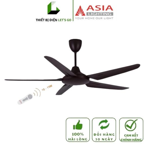 Quạt trần cao cấp điều khiển từ xa & hộp số qt-05 - màu nâu cà phê - asia