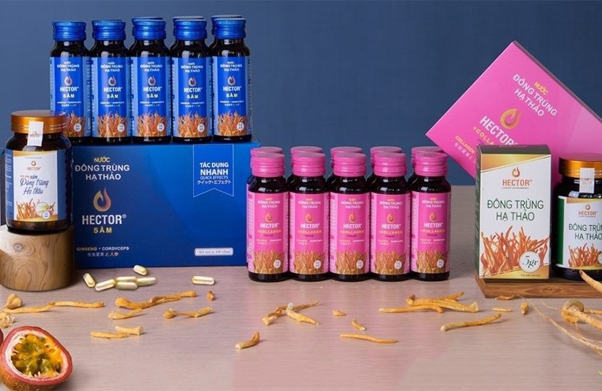 – Nước Đông Trùng Hạ Thảo Hector Collagen/ Hector Sâm hộp 10 chai