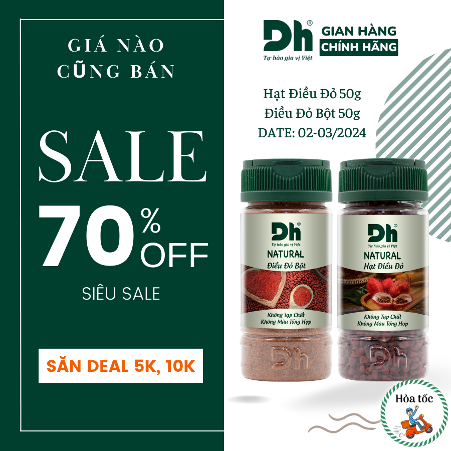 Điều Đỏ Hạt Bột Natural DH Foods Gừng Nghệ Sả Hành Tỏi Hoa Hồi Quế Thảo Quả Hạt Ngò Tiểu Hồi Gia vị - Bếp U Là Trời 50g