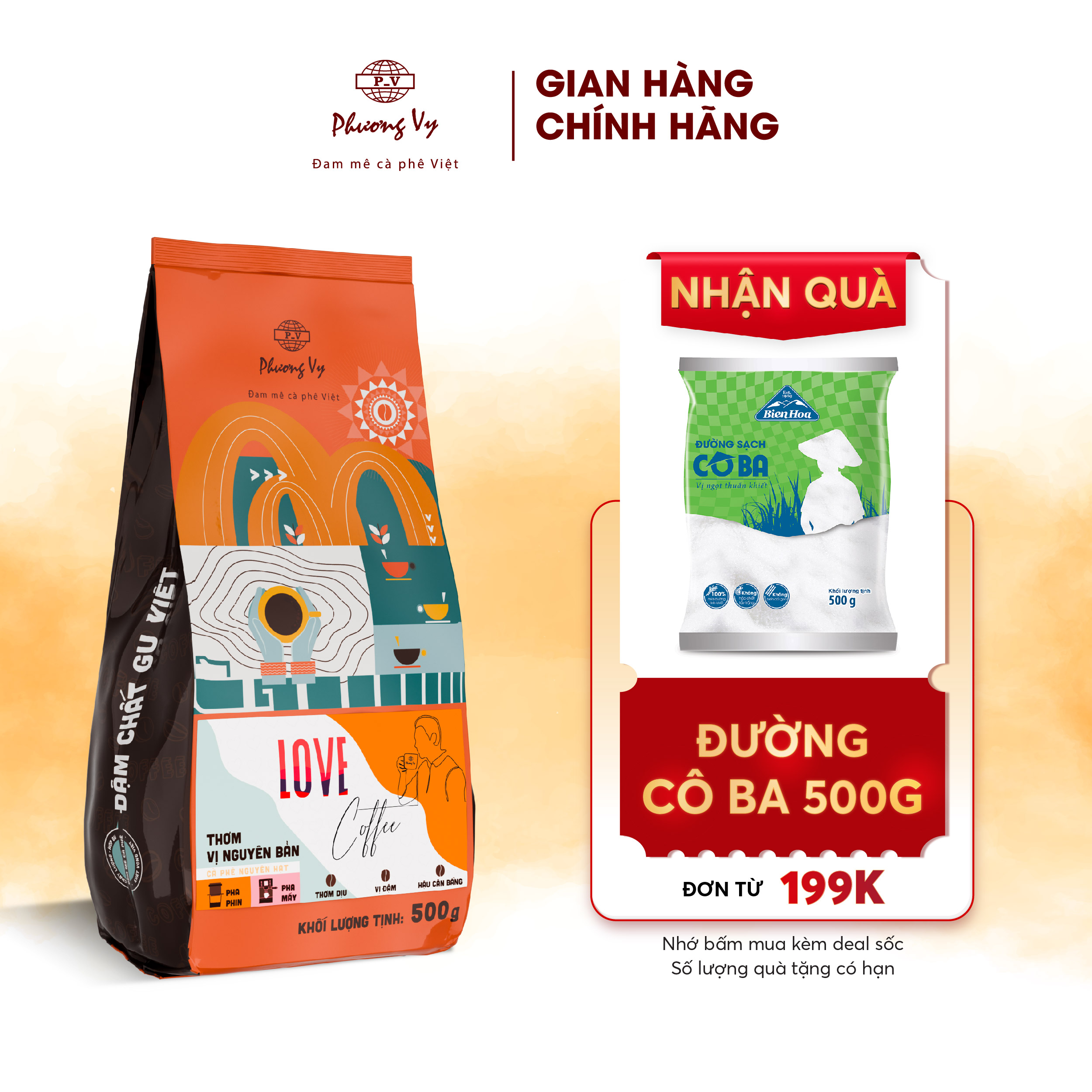 Cà Phê Nguyên Chất Love Coffee 500g thơm ngon quyến rũ, phù hợp pha phin và pha máy, Phương Vy Coffee