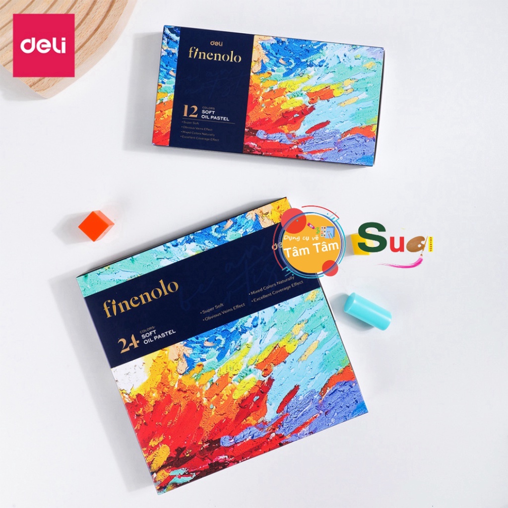 Bút sáp dầu cao cấp oil pastel Finenolo DELI - C212 vẽ tranh nổi vẽ tranh mịn, màu sáp dầu tươi sáng