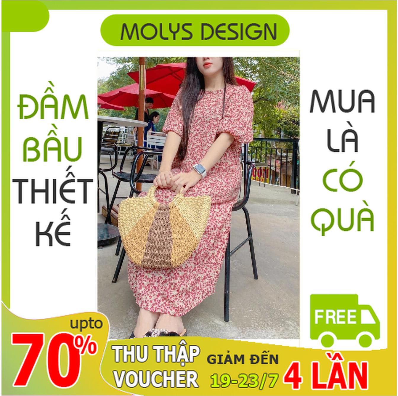 Váy bầu đẹp váy bầu thời trang váy thai kỳ thiết kế freesize từ 40 đến 70kg VM6635