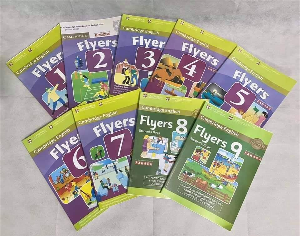 Cambridge flyers 1,2,3,4,5,6,7,8,9 màu(tặng kèm audio