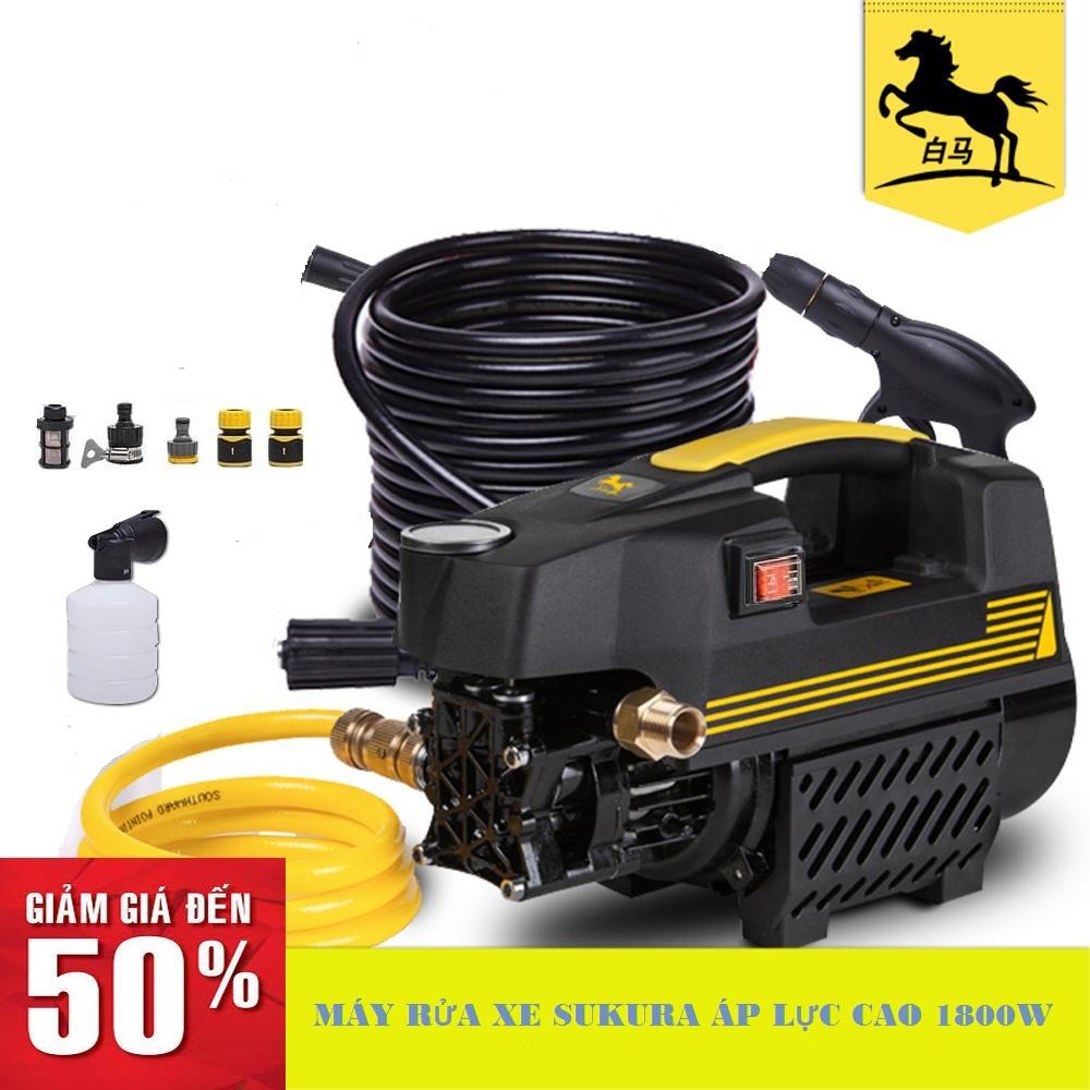 Máy rửa xe mini .Máy rửa xe gia đình áp lực cao 2500W .dây 10m .tặng bình bọt.súg dài nửa mét và kim thông súg