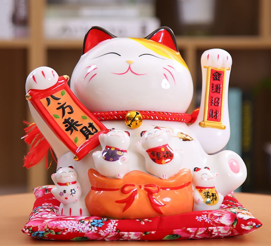 Mèo thần tài Bát Phương Chiêu Tài 24cm