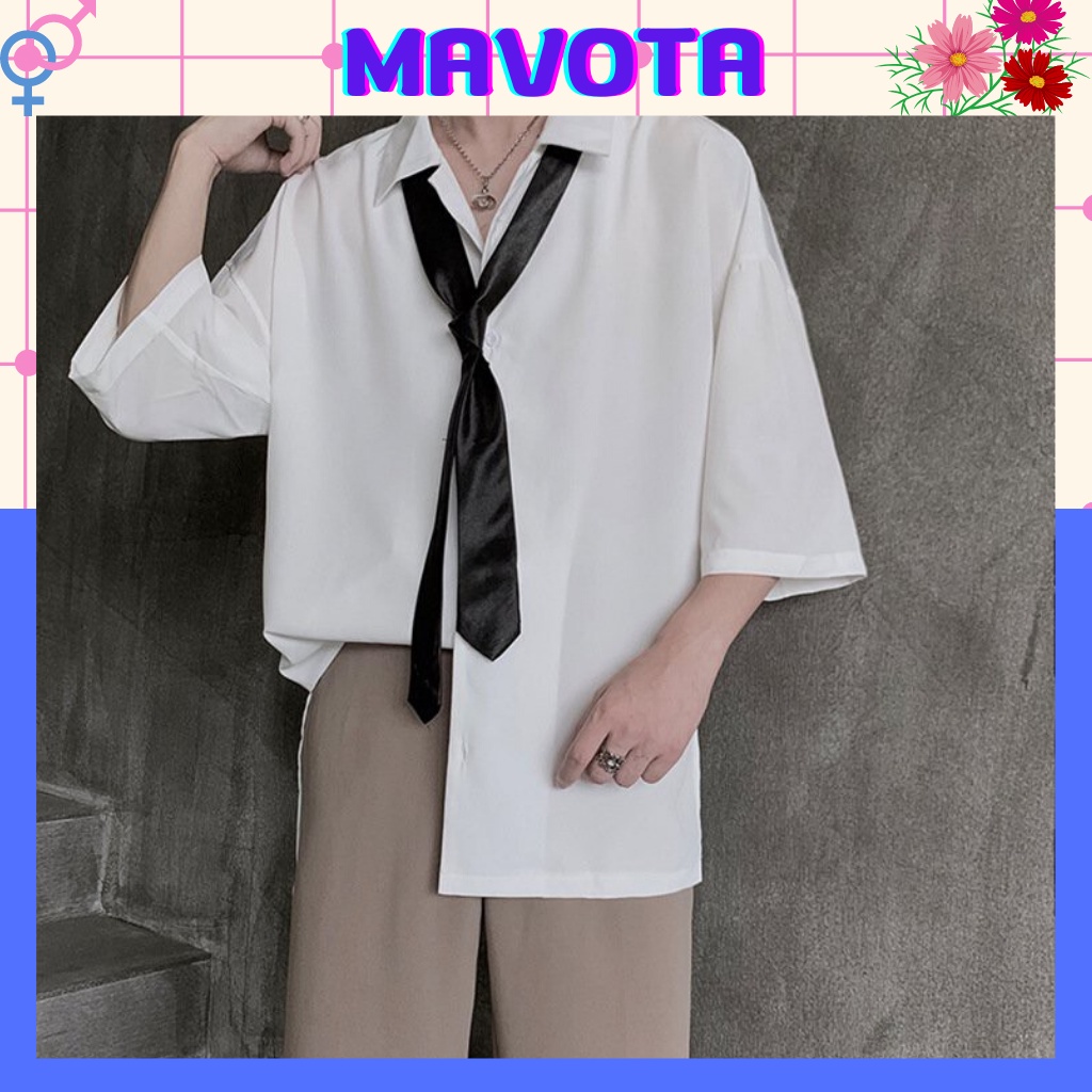 Áo sơ mi nam Mavota áo sơ mi tay lỡ cổ vest form rộng unisex SMV023