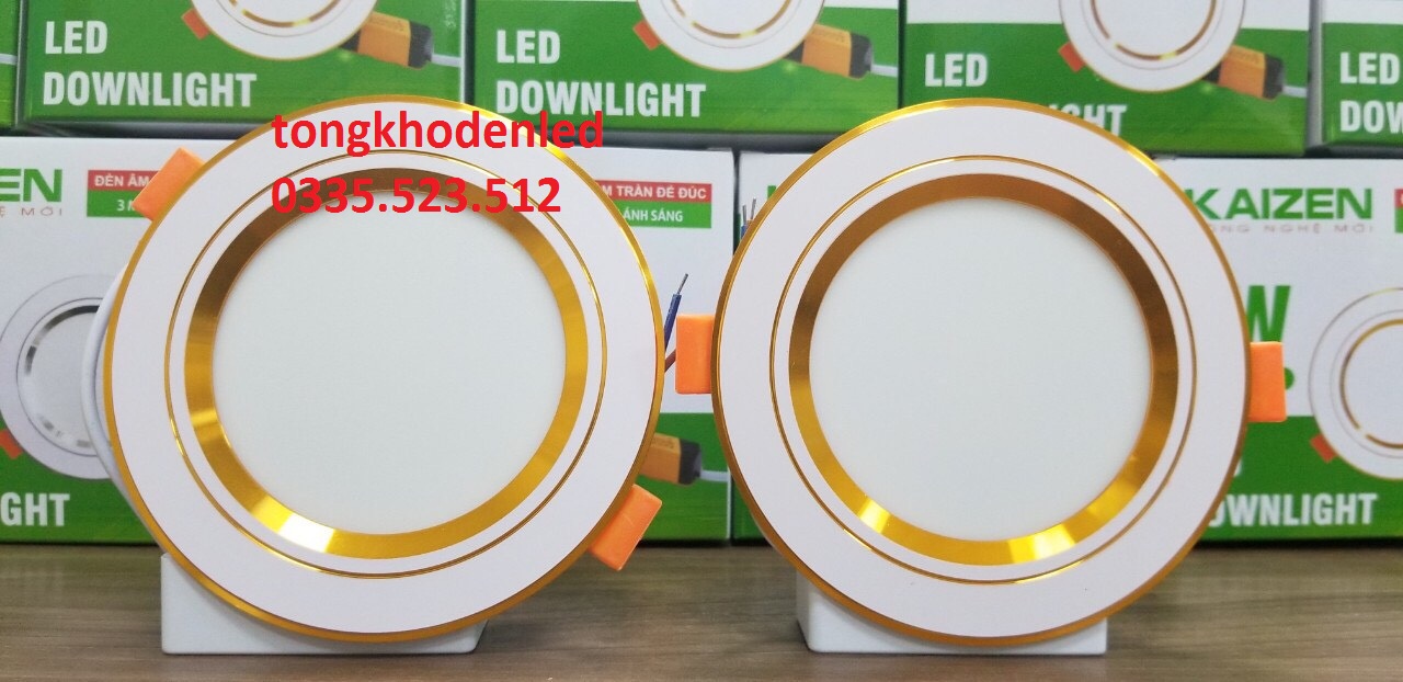 [RẺ VÔ ĐỊCH] Đèn Led âm trần 7w viền vàng 3 màu phi 90, Đèn Led Âm Trần led downlight 3 chế độ màu 7w