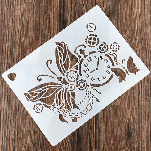 Khuôn Vẽ Mika Dẻo Hình Đồng Hồ Thời Gian 19X26Cm