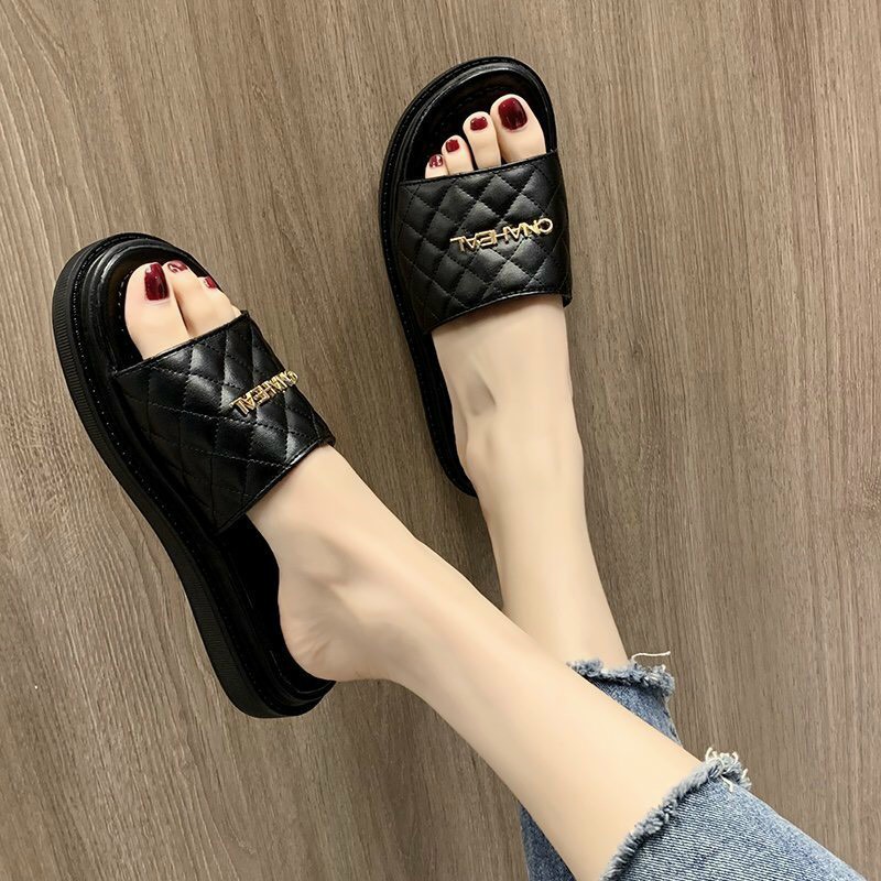 Dép bánh mì chane chữ ngang đế êm nhẹ cao 3p dễ mang - Dép bánh mì nữ đẹp thời trang