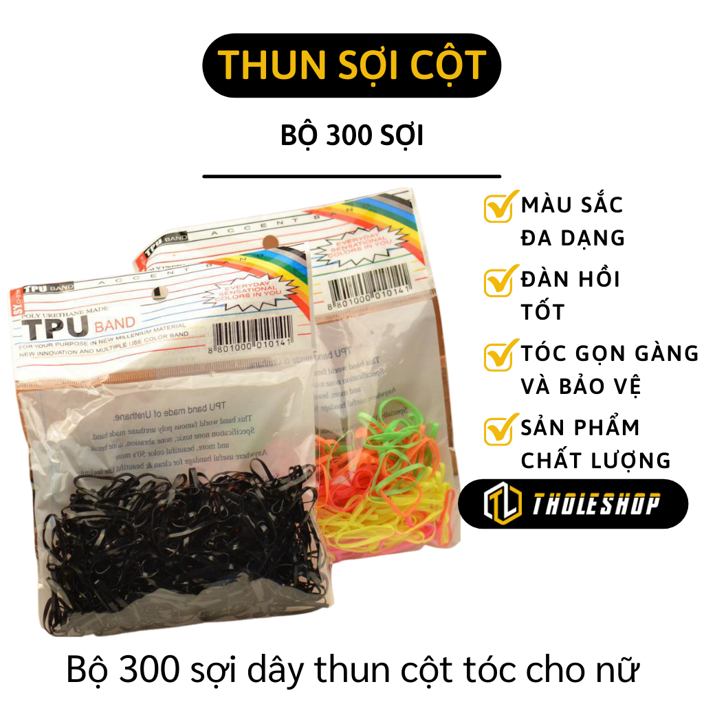 Phụ kiện tóc - Bộ 300 sợi dây thun cột tóc cho nữ đầy màu sắc, độ đàn hồi cao - Túi 300 sợi dây chun cột tóc nhiều màu