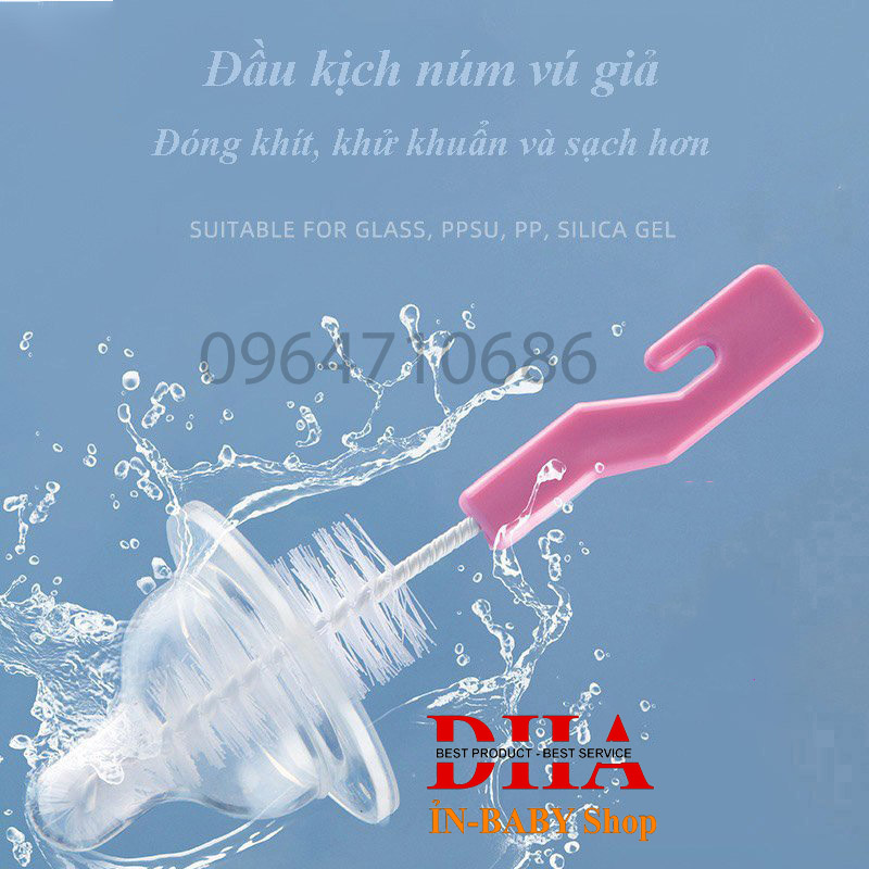 Bộ cọ rửa bình sữa- cọ rửa núm ti 2 chi tiết tiện lợi