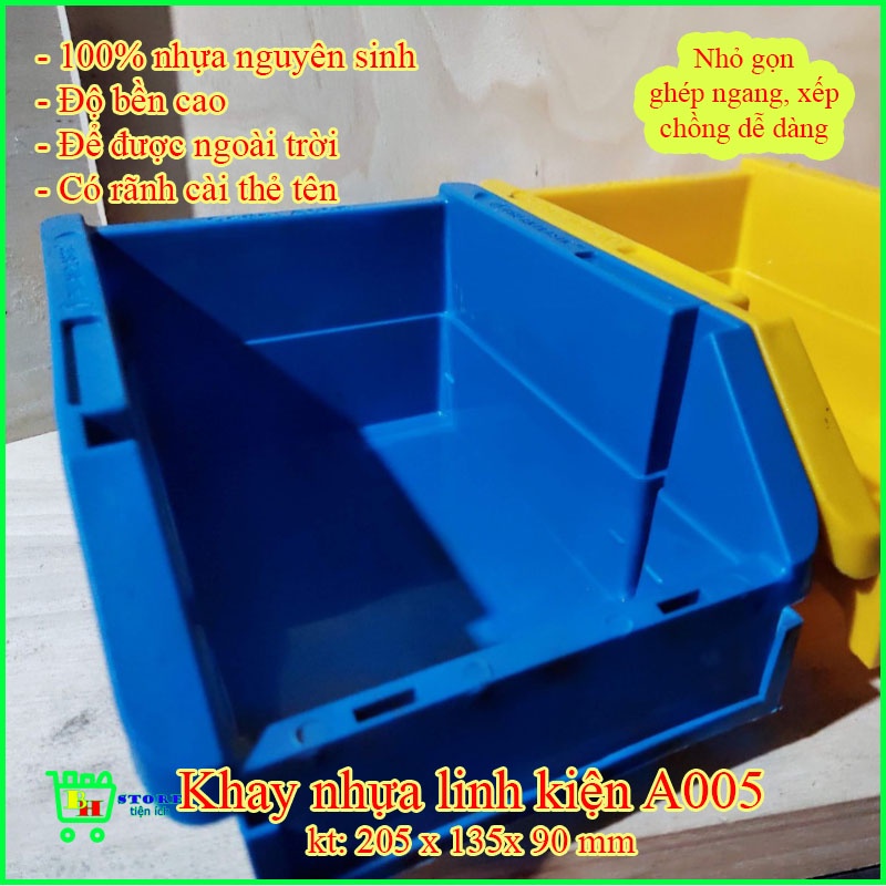 Khay nhựa đựng đồ, khay nhựa xếp tầng đựng linh kiện ốc vít a005 kt: 205 x 135x 90 mm