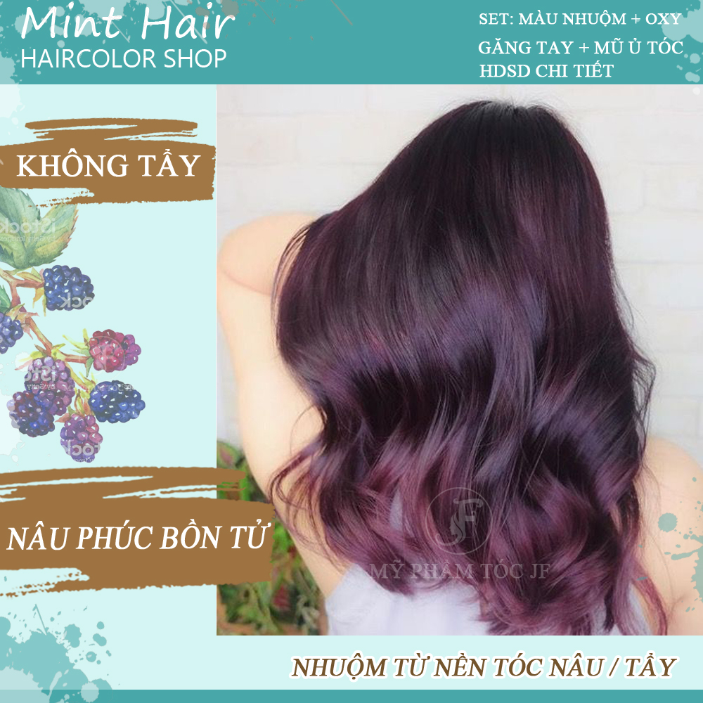 Thuốc nhuộm tóc nâu phúc bồn tử - nhuộm nền tóc nâu sáng / tóc tẩy