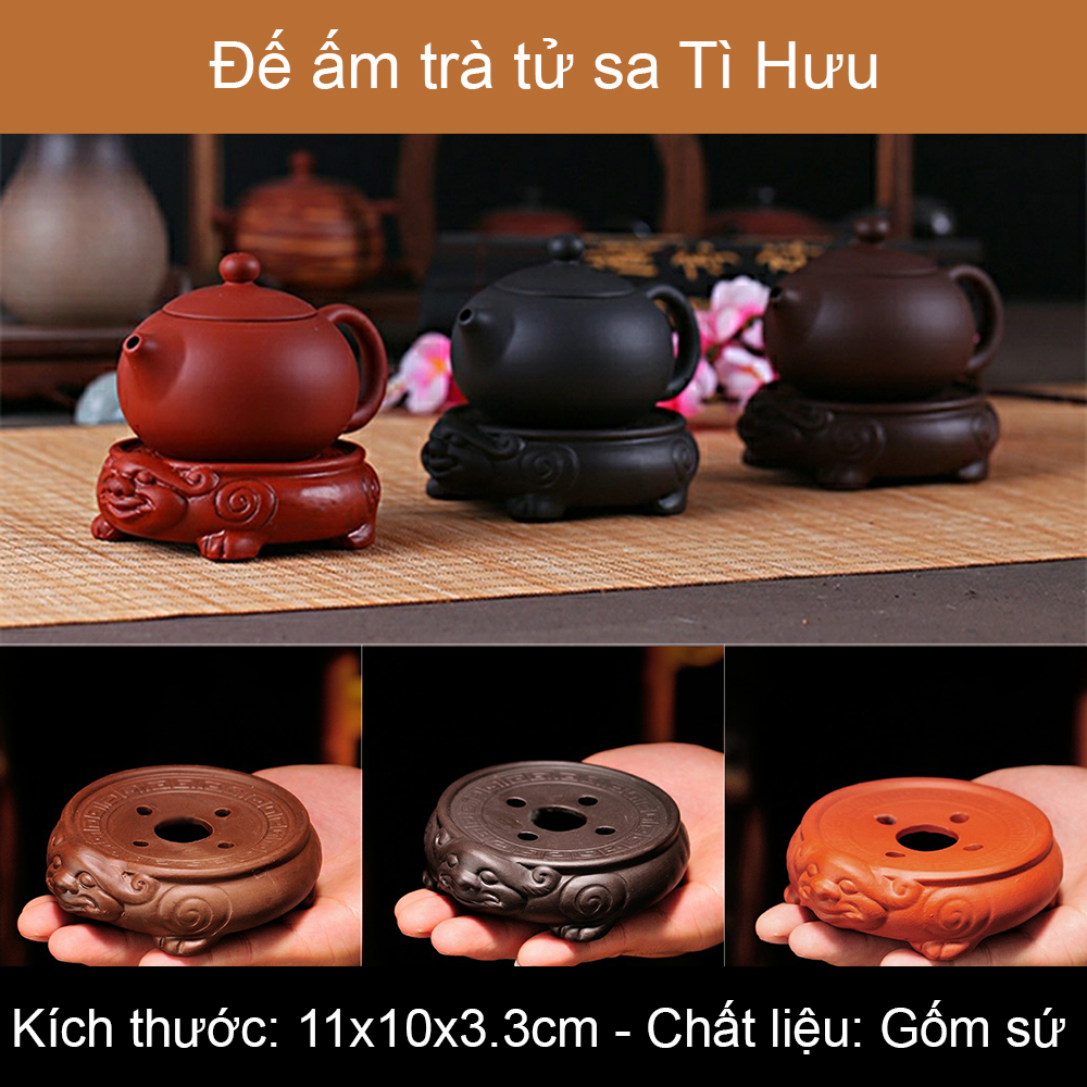 Đế nghê đặt ấm trà Đế lót ấm bằng gốm sứ thuyền trà dưỡng ấm An Nam decor