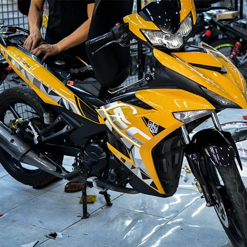 Tem Exciter 150 Vàng - Tem Trùm Exciter 150 2019 - Decal Exciter 150 Vàng Trắng - Làm Rời Theo Yêu Cầu