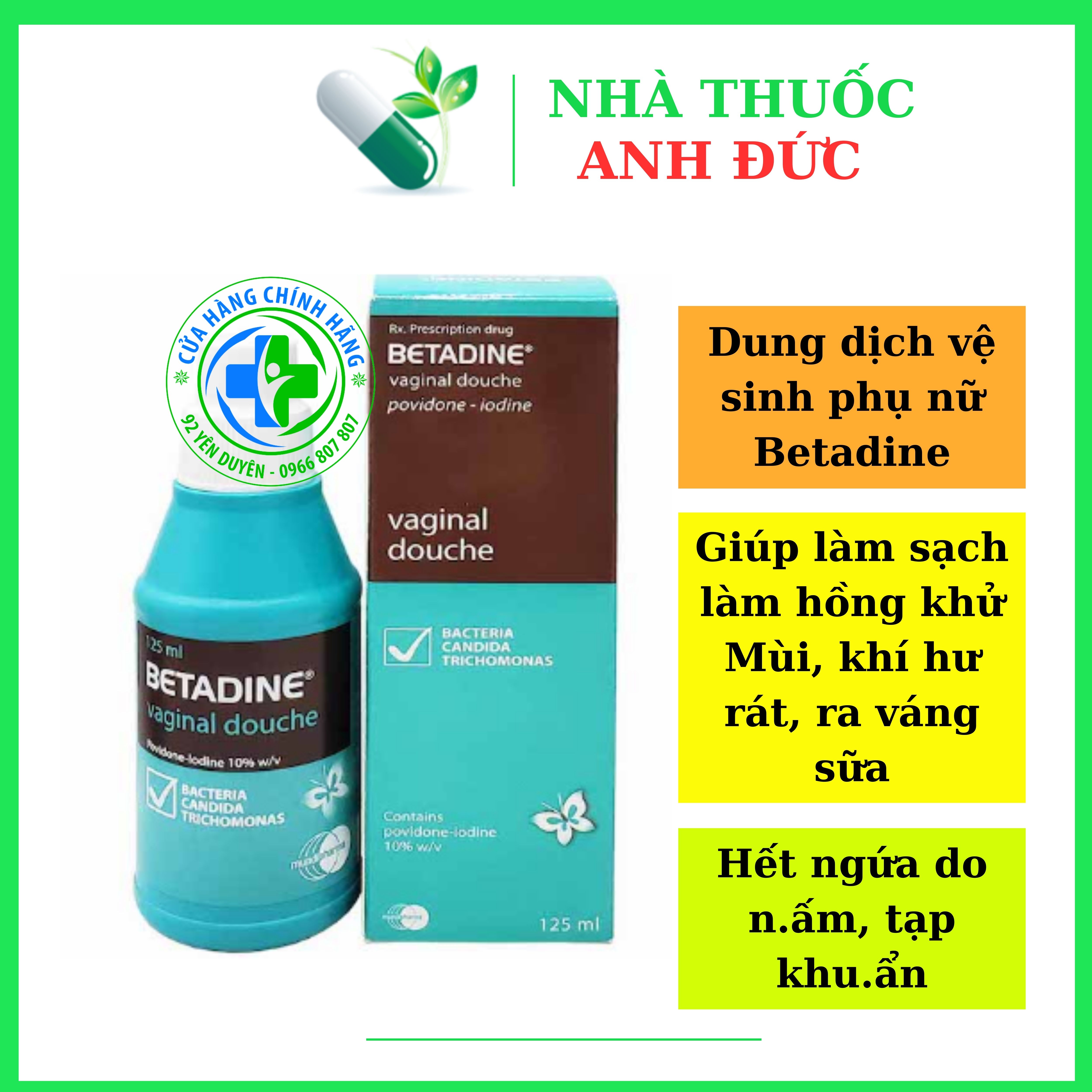 Betadine Dung dịch vệ sinh sát trùng vùng kín, phòng viêm, nấm ngứa, khí hư