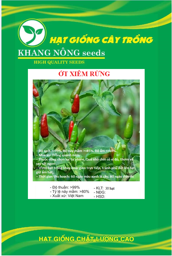 Hạt giống ớt xiêm rừng - Ớt thóc - Gói 30 hạt