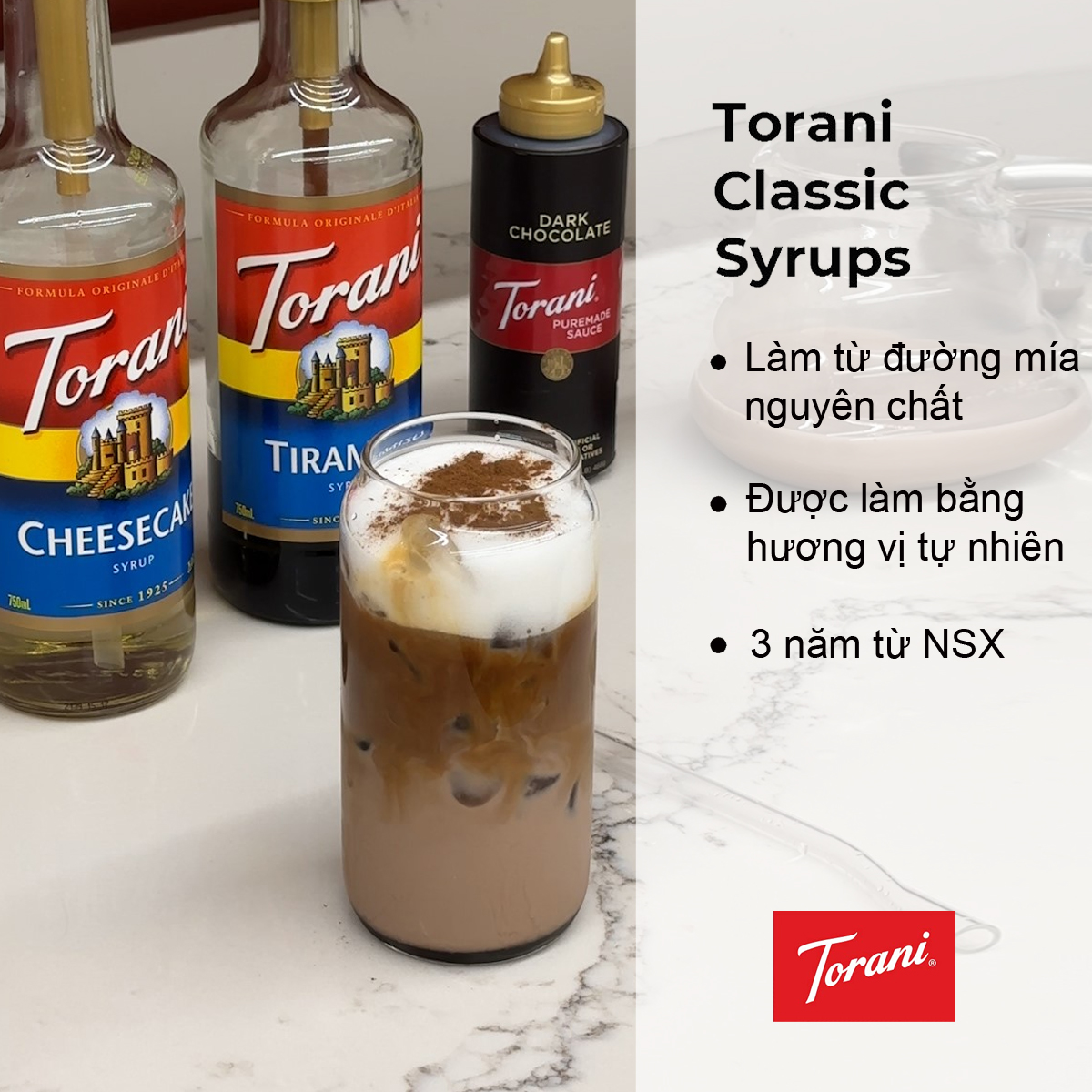 Torani Classic Siro Pha Chế Vị Bánh Tiramisu Syrup 750ml Mỹ