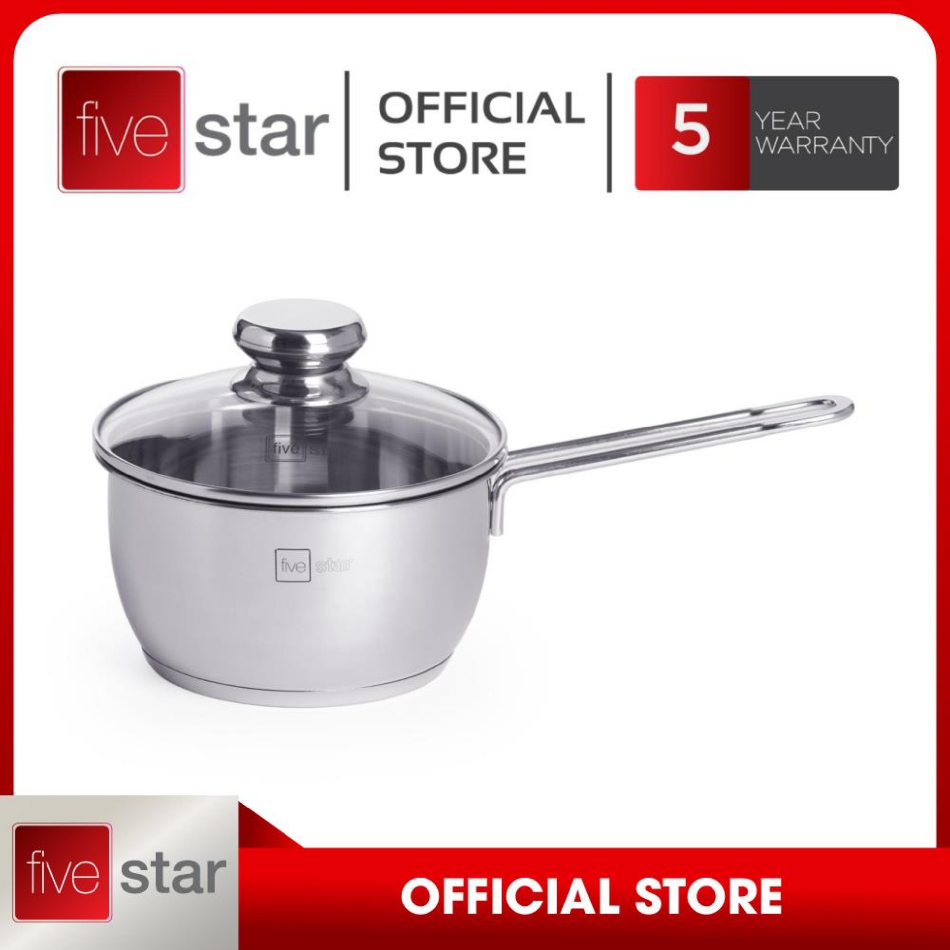 Quánh 3 đáy inox 430 Fivestar Standard nắp kính bếp từ FSQ16001 (16cm)