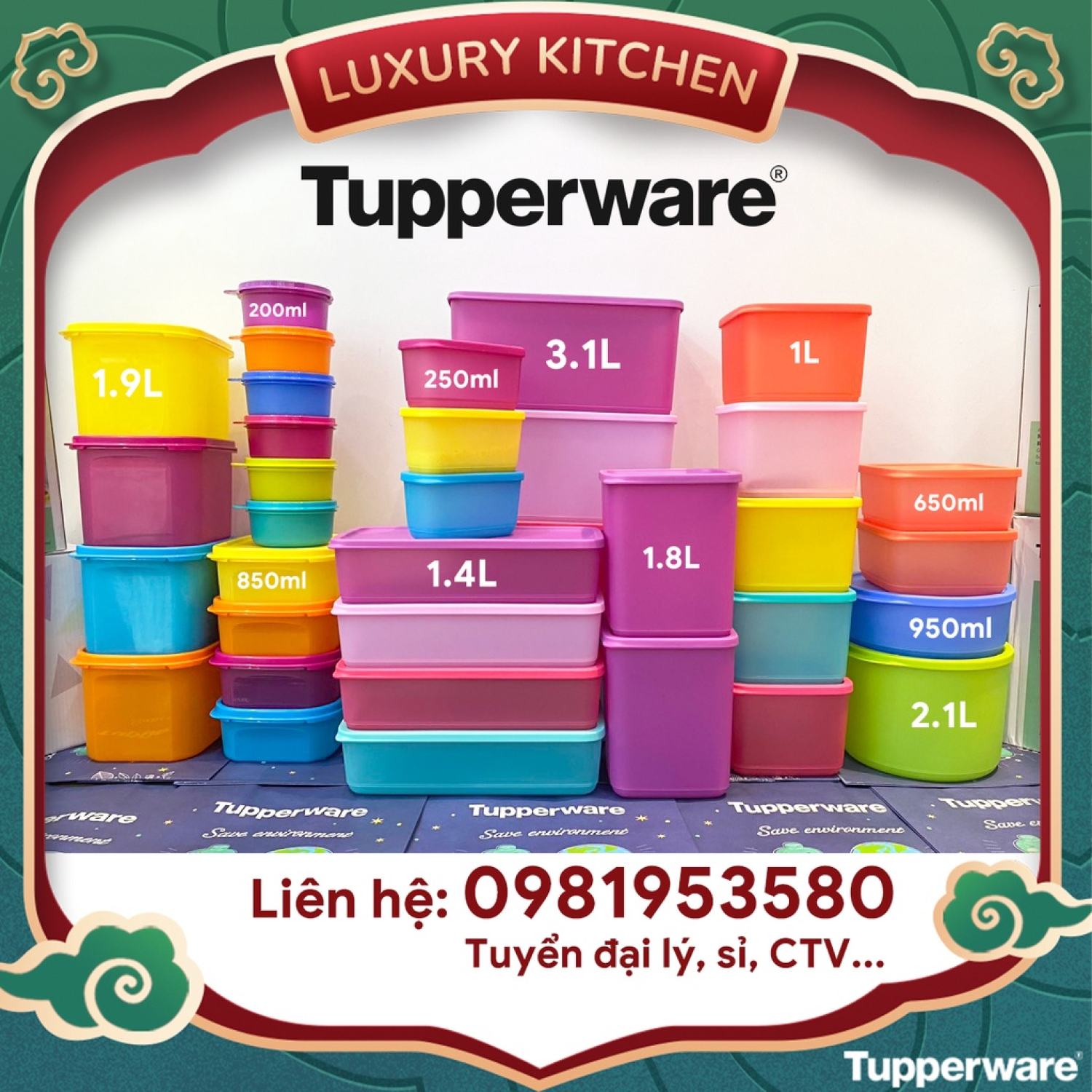Lẻ hộp trữ mát và đồ khô của Tupperware chính hãng Việt Nam - Luxury Kitchen