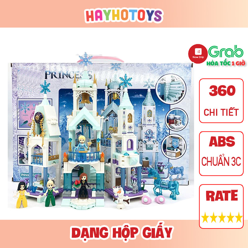 Mô hình lắp ghép lego lâu đài công chúa elsa 360 chi tiết, đồ chơi lắp ráp kích thích tư duy cho bé.