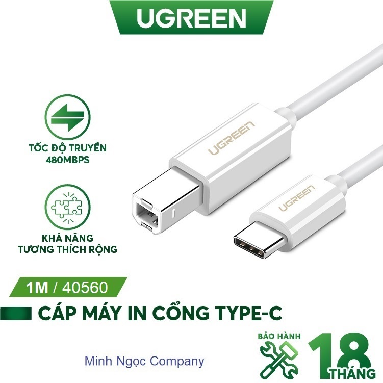 Dây cáp máy in usb type-c sang usb-b cao cấp ugreen 40560 us241 dài 1m - sản phẩm phân phối