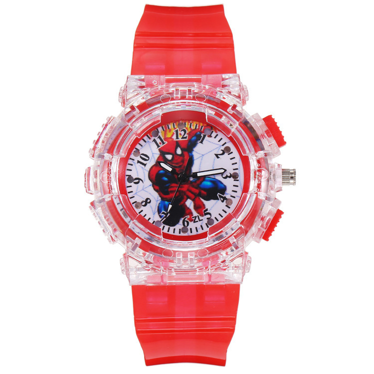 Đồng hồ trẻ em hình siêu nhân nhện, công chúa Elsa, hello kitty có đèn LED phát sáng.