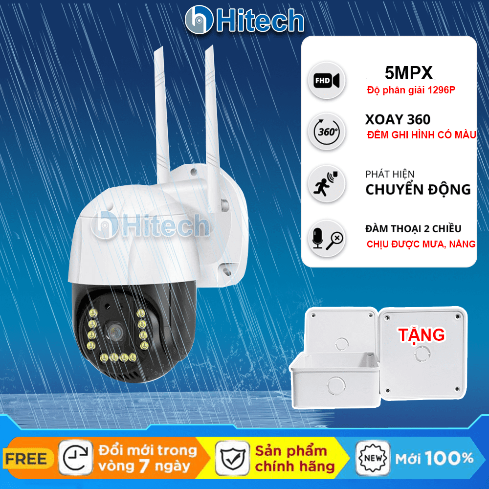 Camera WIFI V380 PRO 5.0Mpx C15HD ngoài trời xoay 360 độ, Quay đêm có màu, Đàm thoại 2 chiều,Còi báo chống trộm,Xoay theo đối tượng chuyển động,Chống nước IP66, Camera v380 pro ngoài trời phân giải 2560*1920p