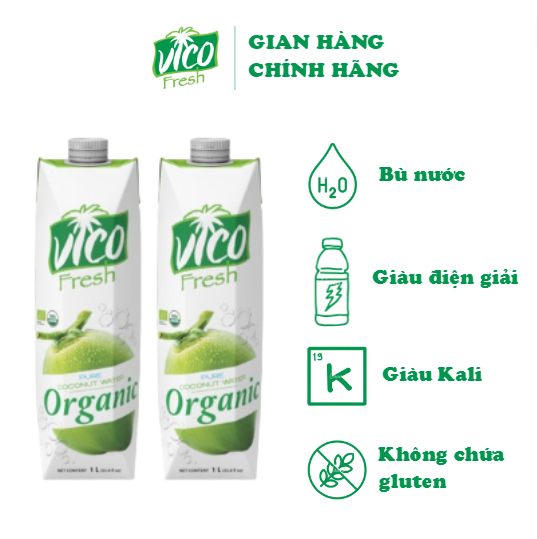 COMBO 2 HỘP NƯỚC DỪA VICO FRESH ORGANIC 1L