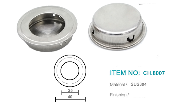 Núm âm tròn tủ áo - núm âm inox - tay nắm trong tủ