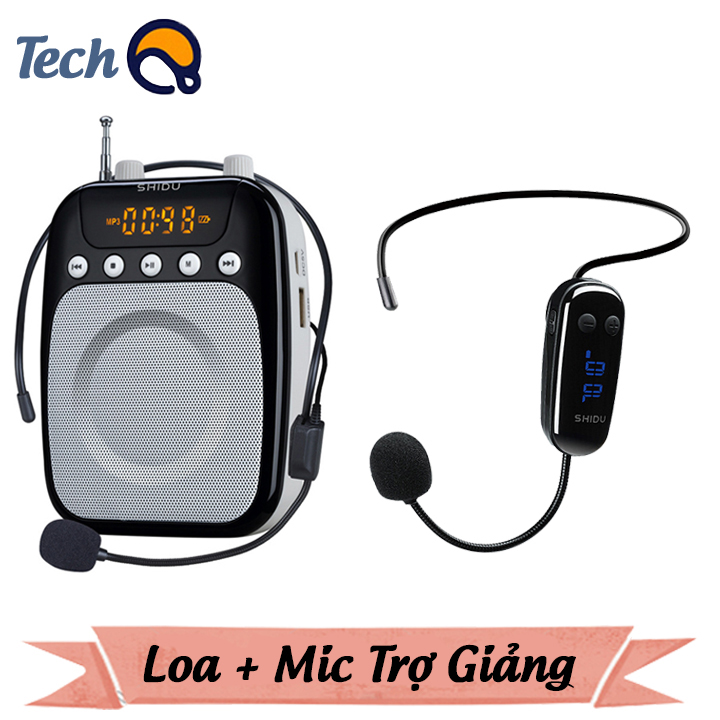 Mic trợ giảng không dây SHIDU cao cấp + Loa trợ giảng đa năng có FM dung lượng pin khỏe - Bảo Hành 12 Tháng