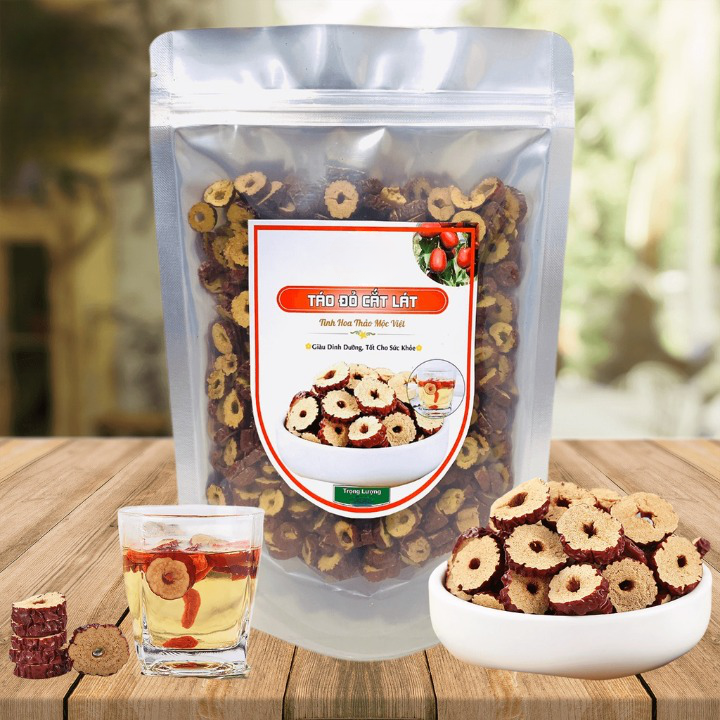 Táo đỏ cắt lát sấy khô 100gr đều và đẹp