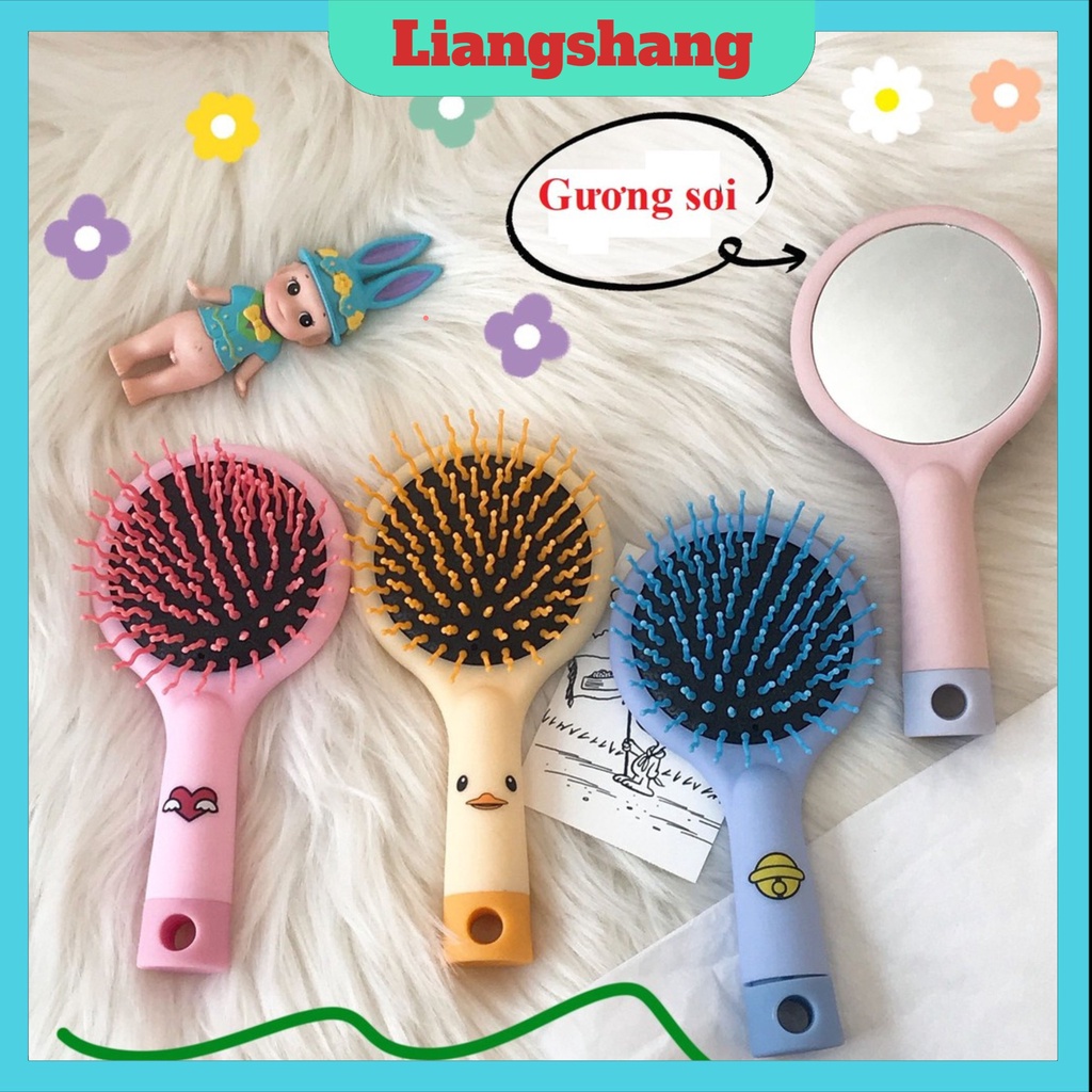 Lược chải tóc kèm gương, Lược gỡ rối tóc massage