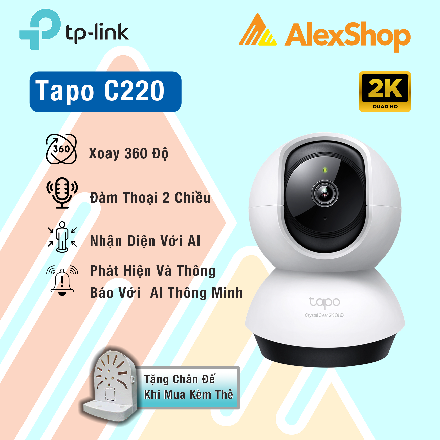 Camera WiFi TP-Link Tapo C220, Phân Giải 4M, Phát Hiện AI người và thú cưng