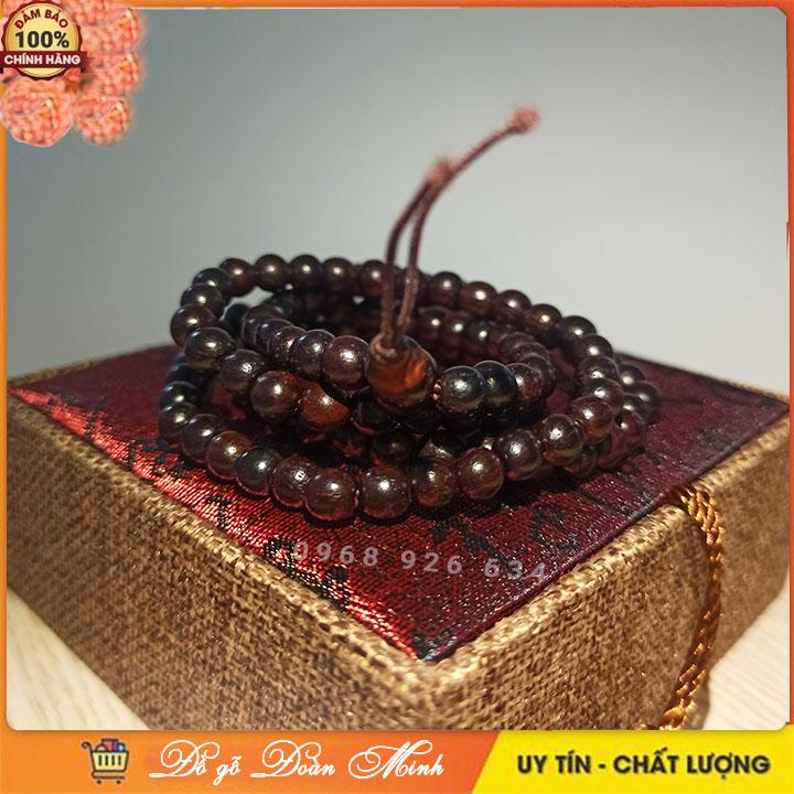 Vòng tay - Chuỗi vòng phong thủy quấn tay gỗ trắc 108 hạt 6 ly cho người Mệnh Hỏa, Mệnh Thủy, Mệnh Mộc